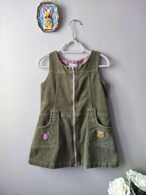 Kids Winnie the Pooh salopette dress used, khaki, age 3