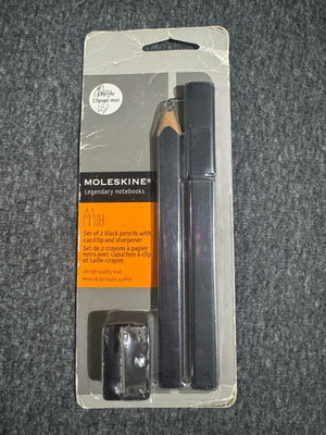 Moleskine 2 flat pencils with cap/clip for agenda and sharpener