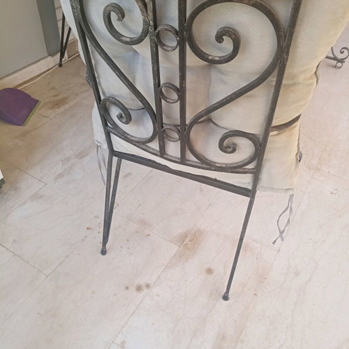 Marble garden table with four chairs used, heavy construction