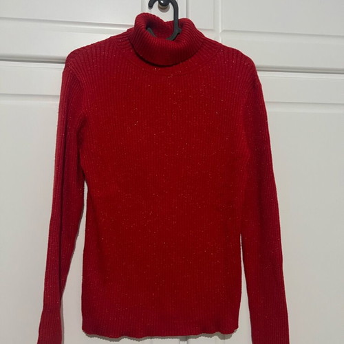 Red turtleneck sweater like new with subtle rhinestones