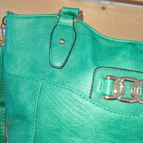 Shoulder bag new, large capacity, green and gold