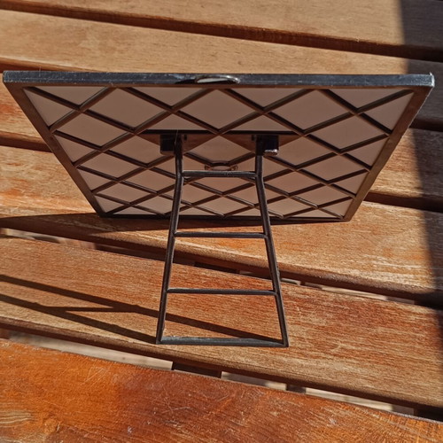Mirror with plastic frame, wall hanging with stand