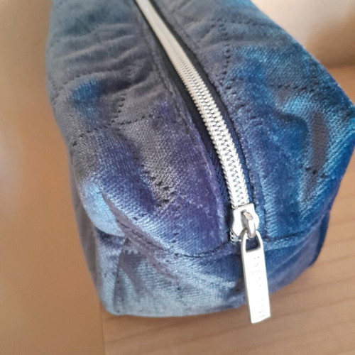 Blue velour toiletry bag like new