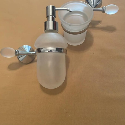 Bathroom accessories set new, chrome and bronze, Italian