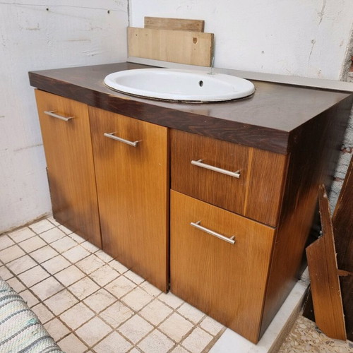 Bathroom cabinet with sink used