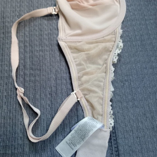 Marks & Spencer strapless bra 75C, beige with lace, detachable straps