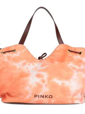 Pinko τσάντα χιαστί καινούργια, δέρμα και καμβάς, καφέ και πορτοκαλί