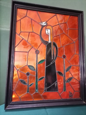 Βιτρό κάδρο μεταχειρισμένο, έργο τέχνης 45x36