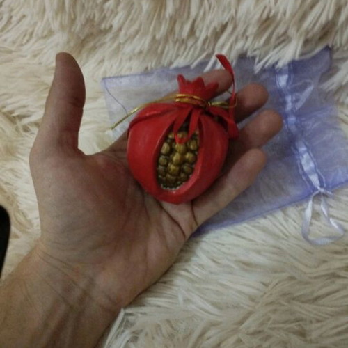 Handmade pomegranate charm with clay and painted, new
