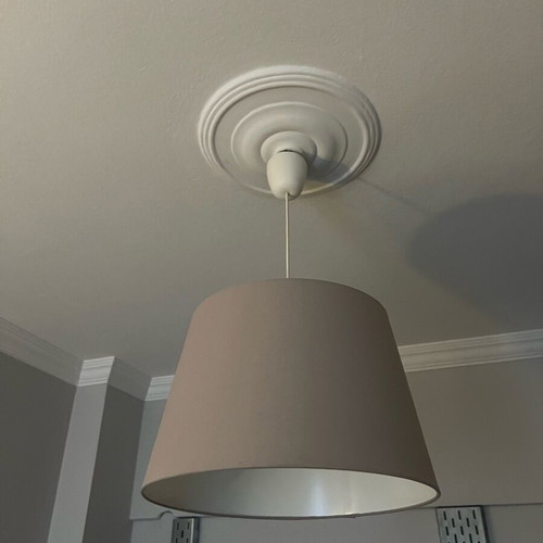 Fabric ceiling light like new, gray-beige