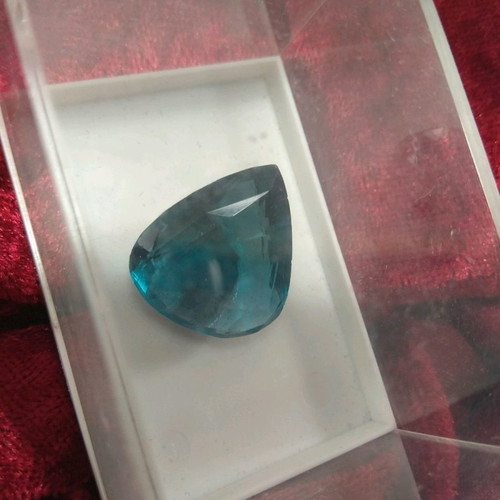 Cyan-green fluorite gemstone 7 g pear shape new