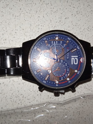Geneva wristwatch men's new, dark blue and black