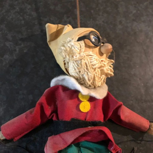 Puppet doll used vintage old wooden with metal controller
