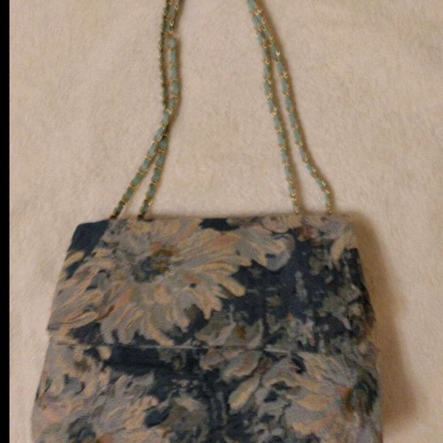 Fabric bag new with floral design mint color