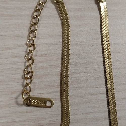 Summer necklace gold steel with embossed blue seahorse like new