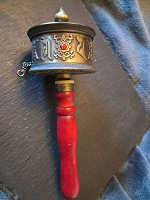 Tibetan Prayer Wheel new with wooden handle