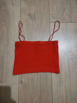 Zara orange ribbed cropped top with straps like new size M