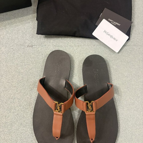 YSL flat sandals like new, leather, black and brown