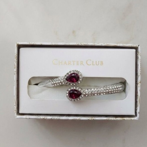 Charter Club silver bracelet new with red stones