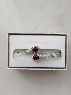 Charter Club silver bracelet new with red stones