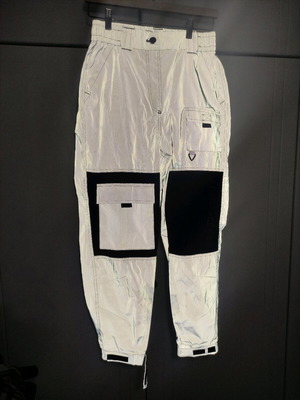 Bershka Cargo Reflective pants new, gray and silver, size L