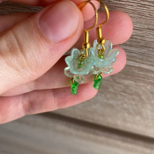 Handmade green earrings inspired by Barbie fairytopia