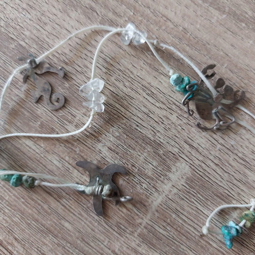 Anklet with silver 925 elements like new, handmade with turquoise stones