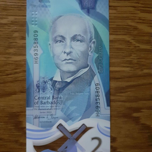 Barbados Islands 2 Dollars Polymer Banknote New 2022 P#80 UNC