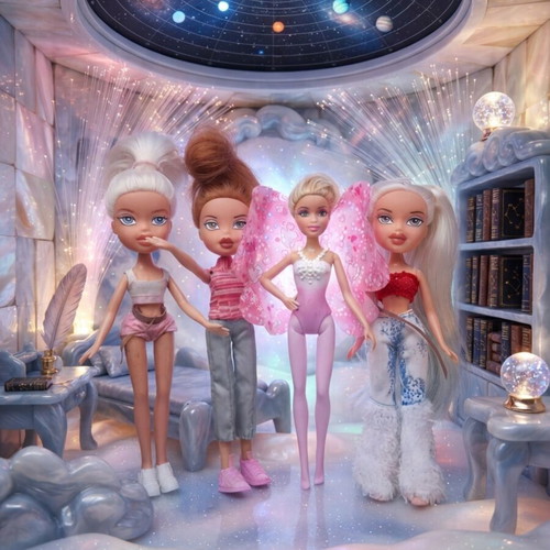 Pack of 10 small dolls with two Enchantimals and Barbie Fairytale