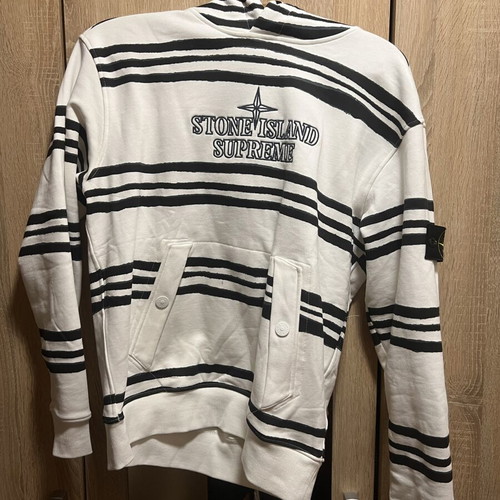 Stone Island x Supreme hoodie, black and white, size M