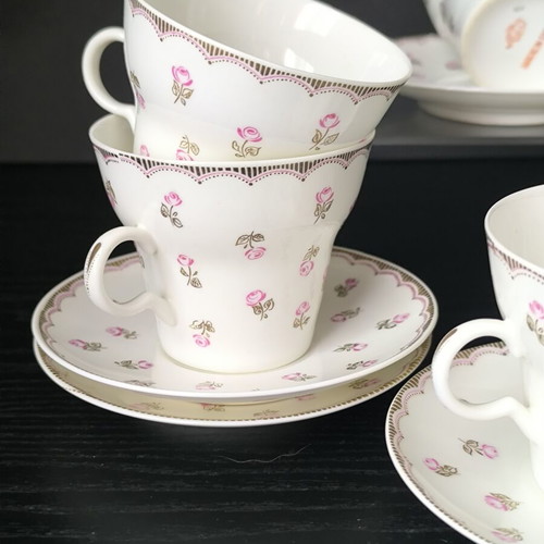 Russian LFZ tea set like new, 6 cups and saucers, porcelain 1970