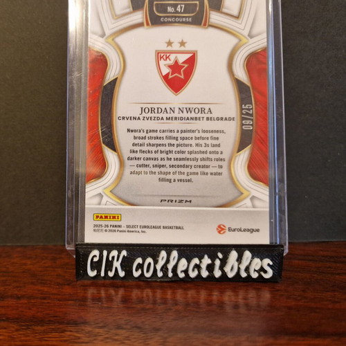 Panini Euroleague Select Red Star Zvezda Jordan Nwora card /25