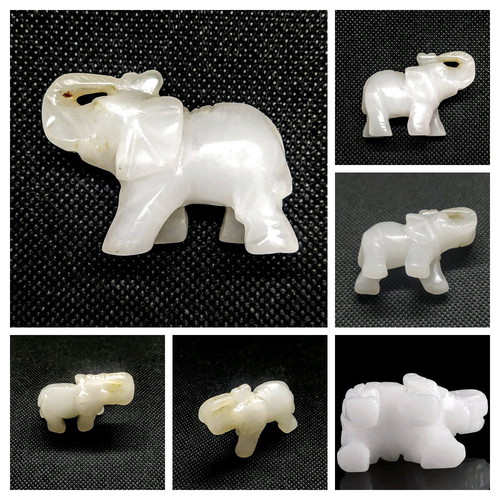 Small Elephant Figurine Made of White Nephrite Like New