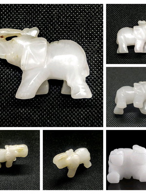 Small Elephant Figurine Made of White Nephrite Like New