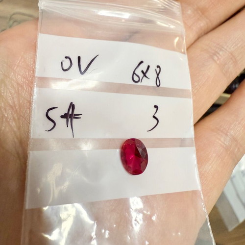 Ruby stone 6x8mm new, cultivated, pinky red
