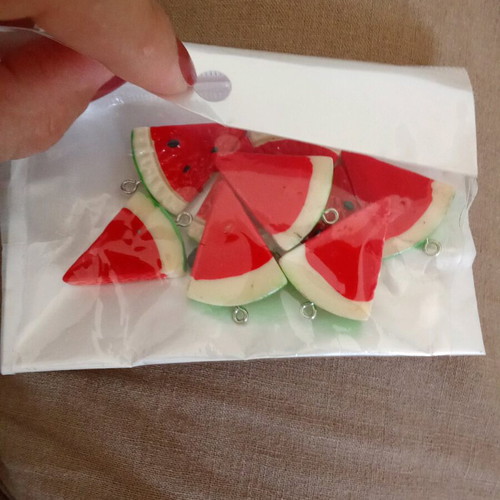 Watermelon charms for jewelry making keychains, pack of 9, new
