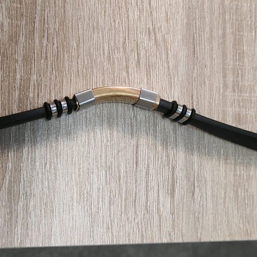 Stainless Steel Bracelet like new with gold chain and black rubber band