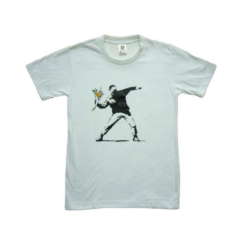 T-shirt Banksy Flower Thrower 100% cotton new, sizes S and M