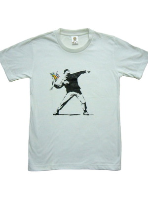 T-shirt Banksy Flower Thrower 100% cotton new, sizes S and M