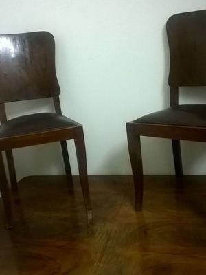 Τραπεζαρία μεταχειρισμένη μασίφ με 1 τραπέζι, 6 καρέκλες, μπουφέ και κουρτινόξυλα 1950