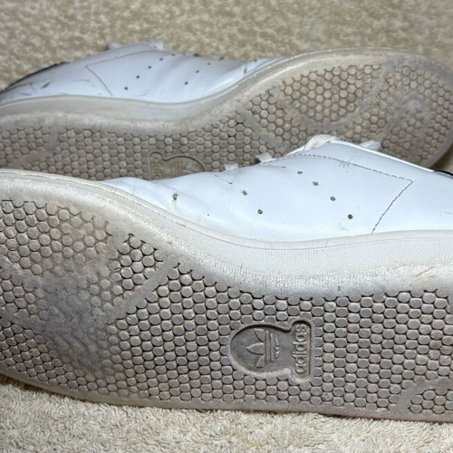 Adidas Stan Smith sneakers used, white with blue details, size 46.5