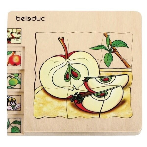 Wooden Montessori puzzle The life cycle of the apple new, 30 pieces
