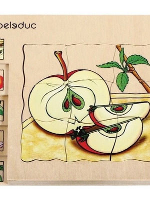 Wooden Montessori puzzle The life cycle of the apple new, 30 pieces
