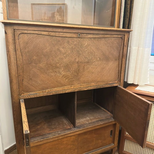 Vintage wooden Secretaire desk used with display cabinet