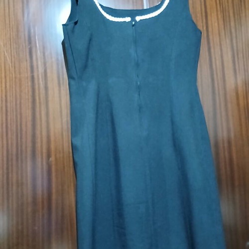 Black Mini Dress Greek Tailoring with White Details size M, like new