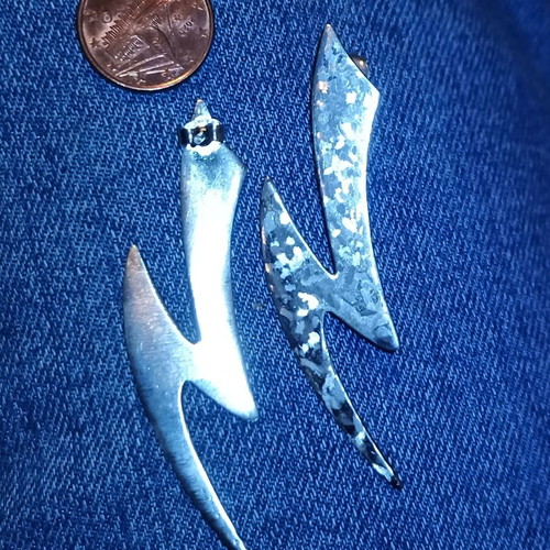 Silver handmade lightning bolt earrings like new