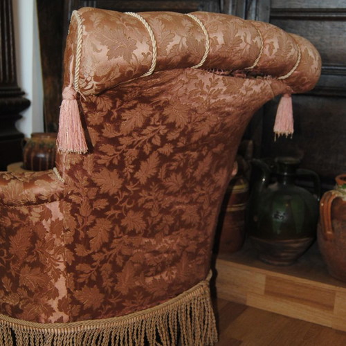 Old Victorian small boudoir armchair used