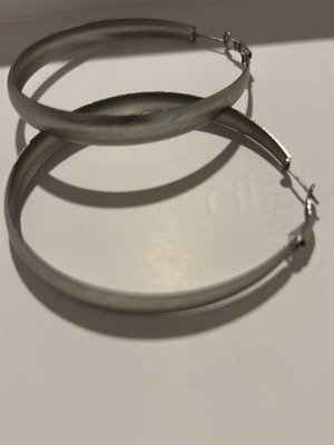 Earrings large hoops silver matte color new