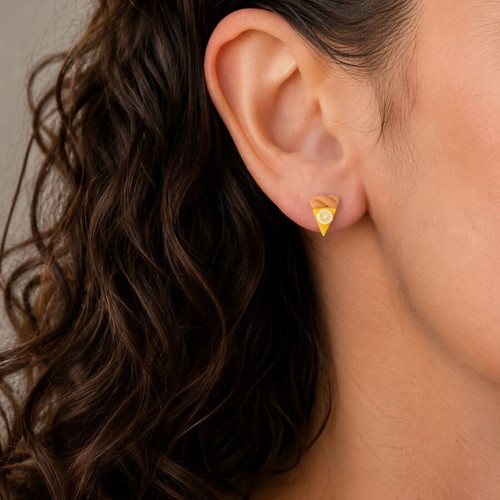 Studded earrings yellow with polymer clay