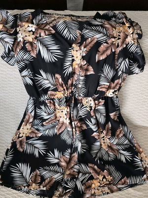 Shein airy jumpsuit shorts like new, black and brown, size L
